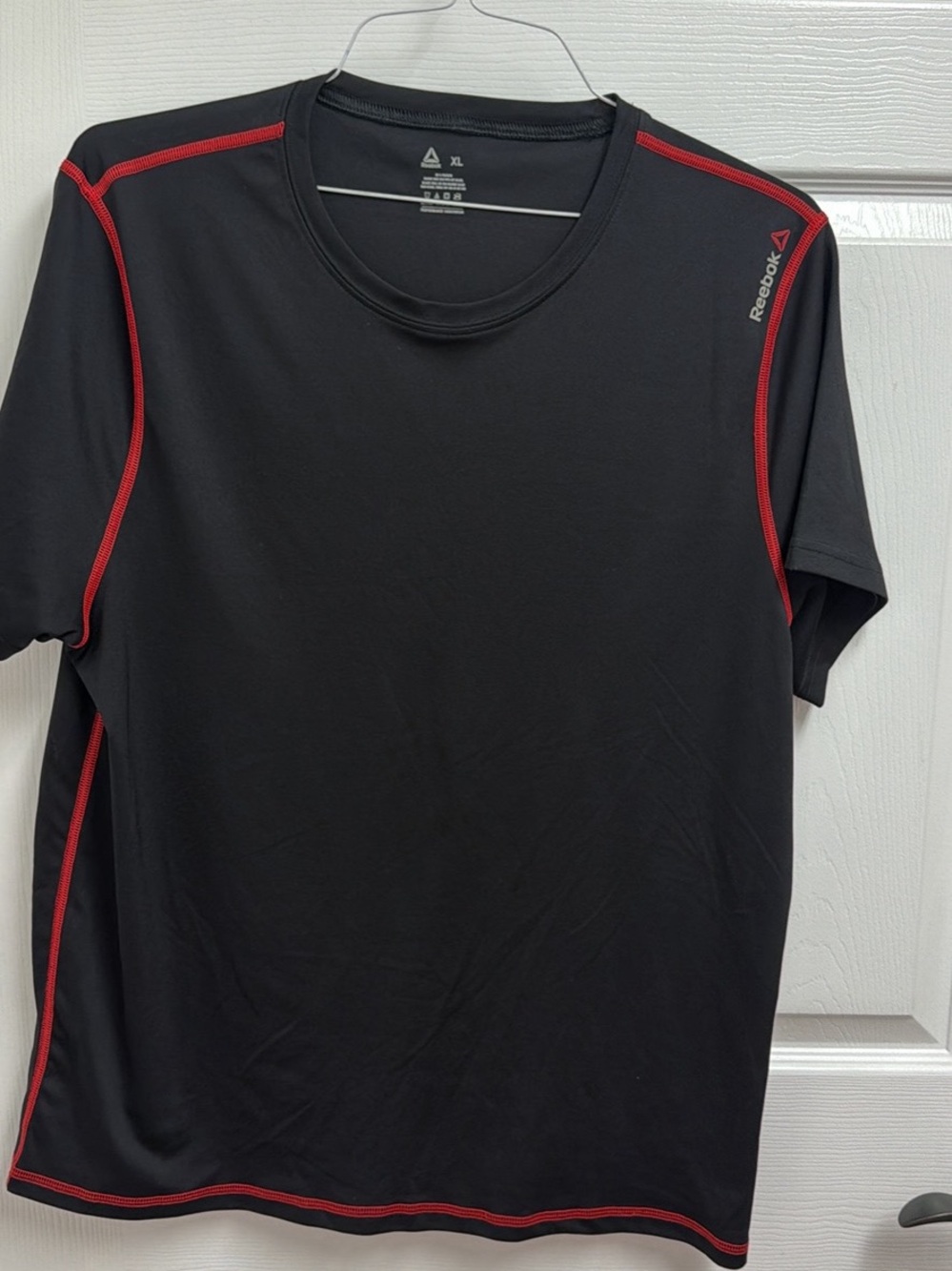 Reebok Black Short-Sleeve Athletic Tee with Red Trim